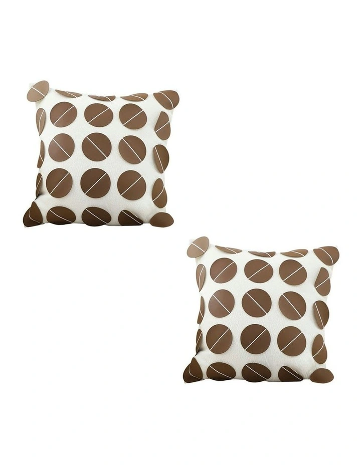 Leather Square Pillow 45cm x2 in Brown image 1