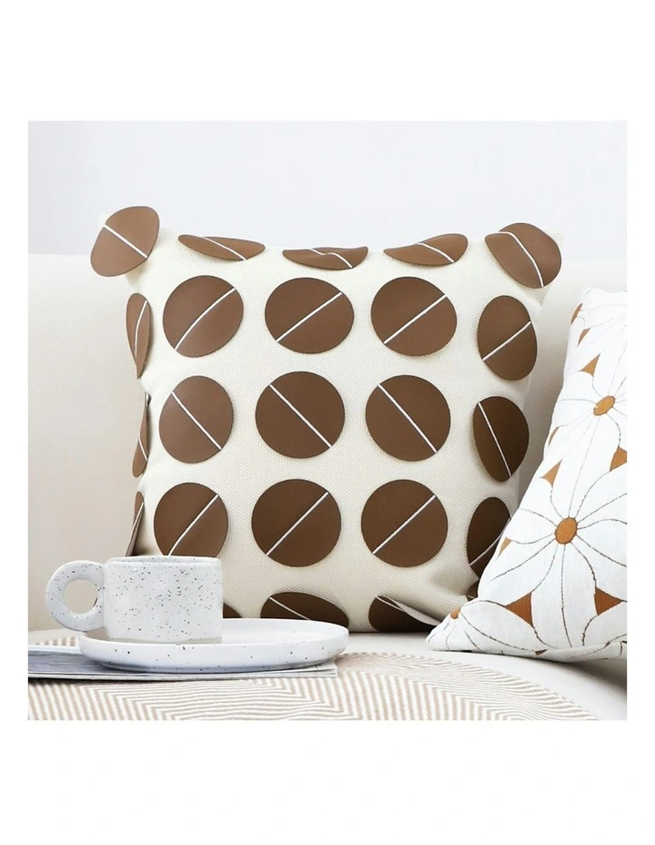 Leather Square Pillow 45cm x2 in Brown image 3