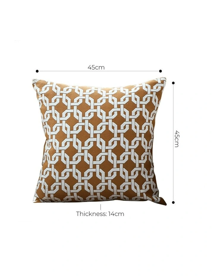 Checkered Chain Jacquard Square Pillow 45cm in Brown image 6