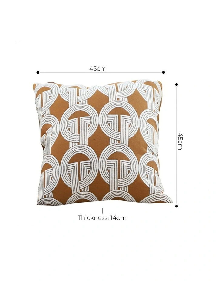 Circular Chain Jacquard Square Pillow 45cm x2 in Brown image 6