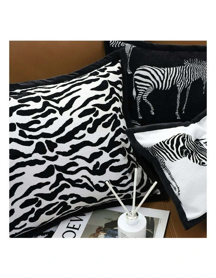 Luxury Cushion Throw Pillow 45cm x2 in Black/White image 3