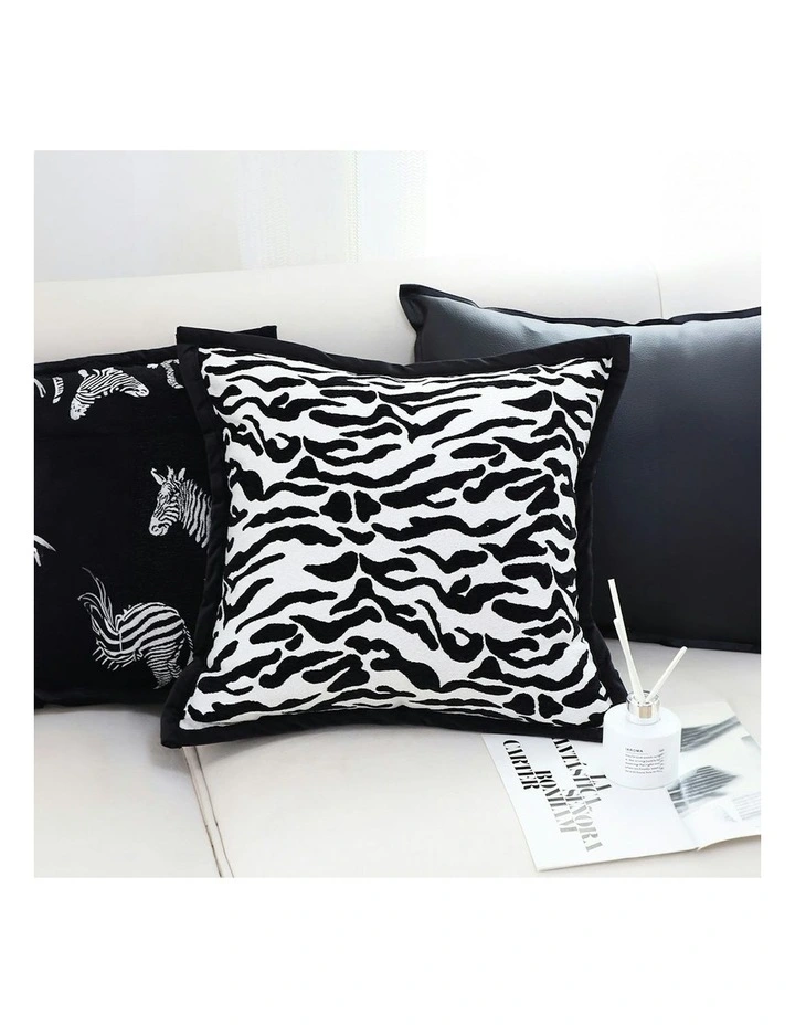 Luxury Cushion Throw Pillow 45cm x2 in Black/White image 5