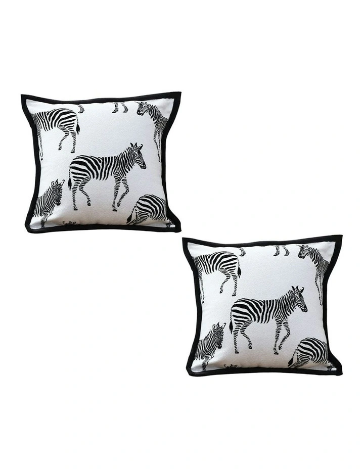 Light Luxury Zebra Cushion 2x 45cm in Black and White image 1