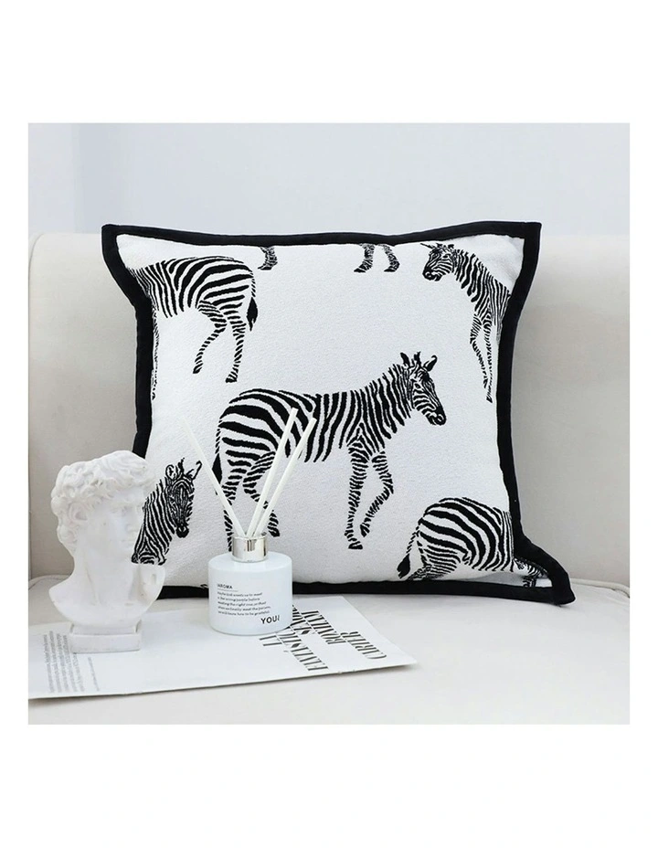 Light  Luxury Zebra Cushion 2x 45cm in Black and White image 2