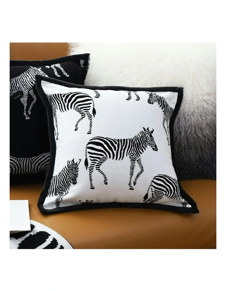 Light  Luxury Zebra Cushion 2x 45cm in Black and White image 3