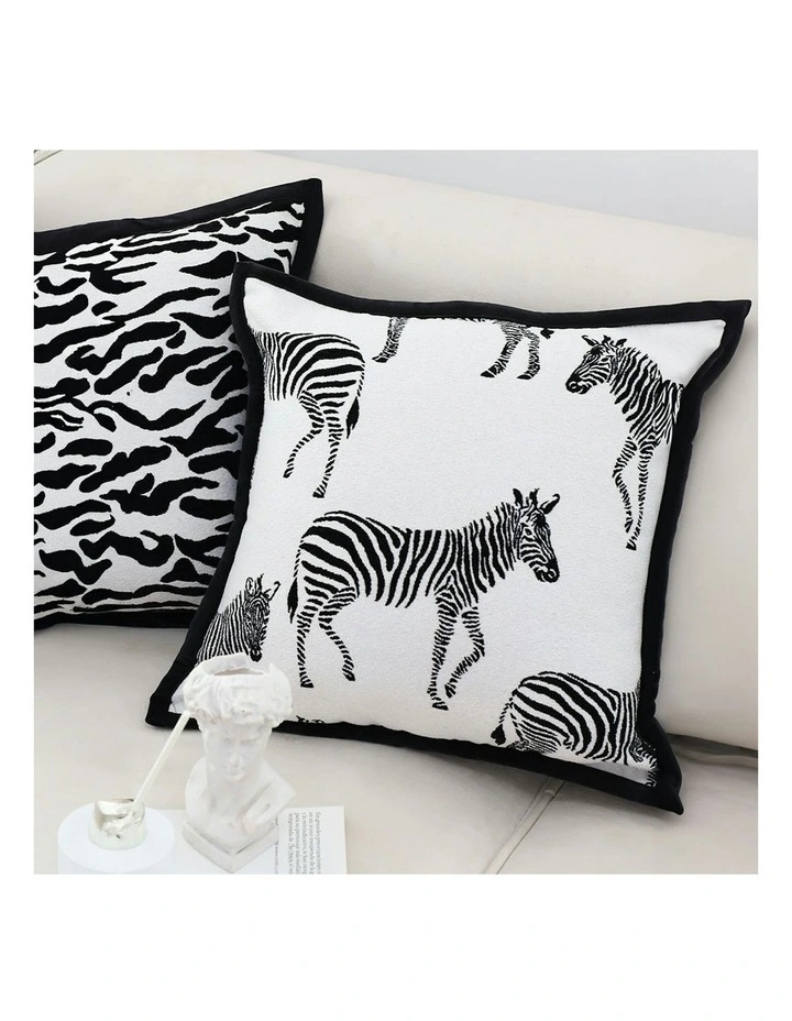 Light Luxury Zebra Cushion 2x 45cm in Black and White image 4