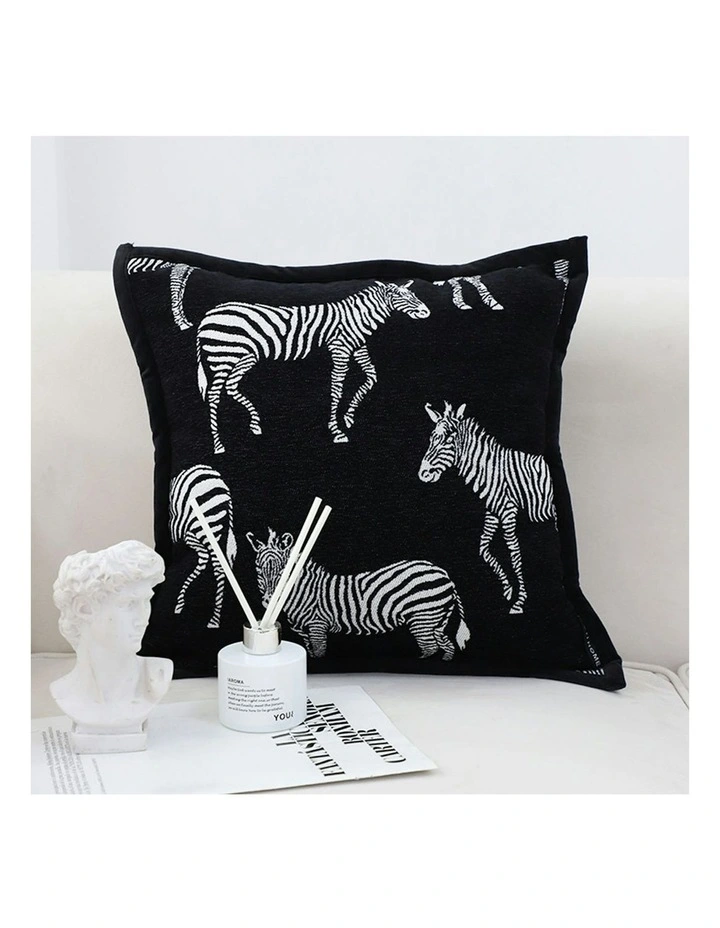 Luxury Zebra Cushion Throw Pillow 45cm x2 in Black image 2
