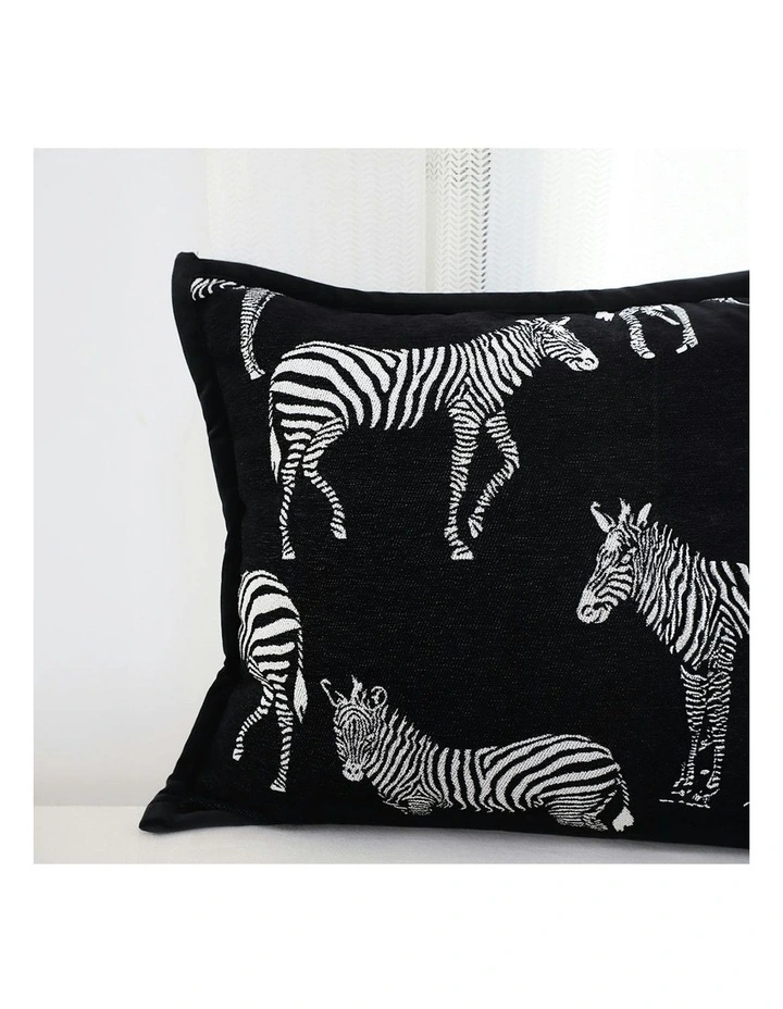 Luxury Zebra Cushion Throw Pillow 45cm x2 in Black image 3