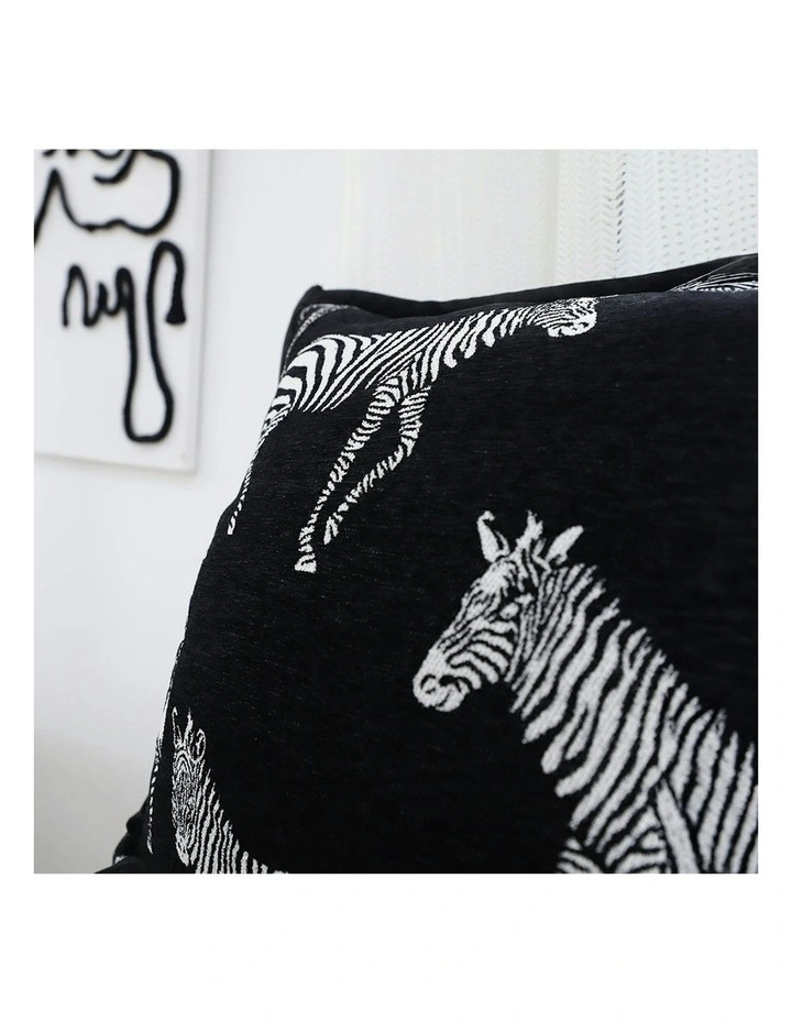 Luxury Zebra Cushion Throw Pillow 45cm x2 in Black image 4