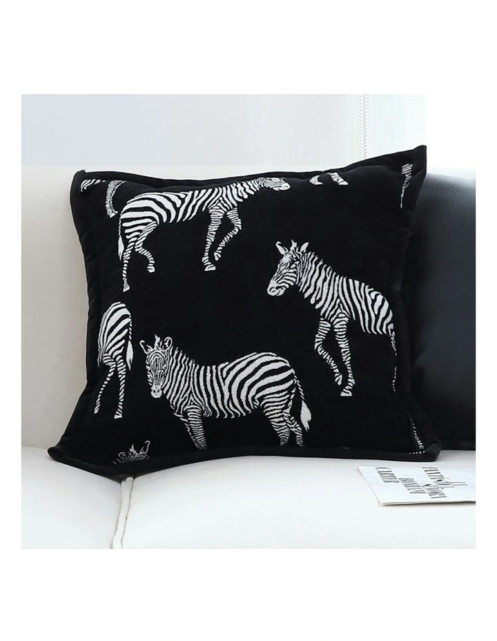 Luxury Zebra Cushion Throw Pillow 45cm x2 in Black image 5