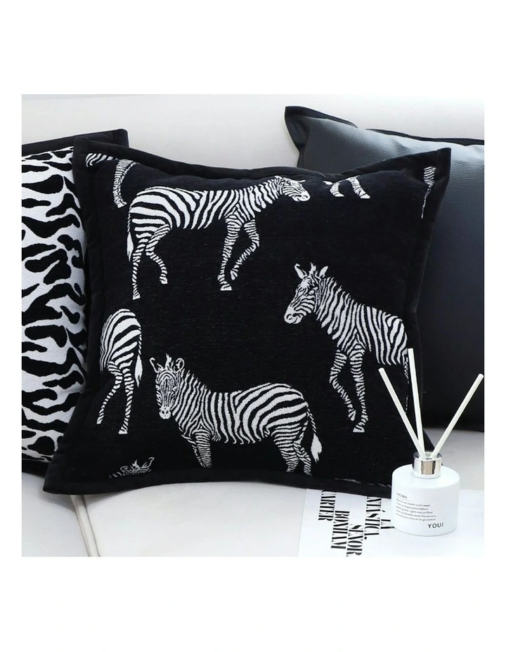 Luxury Zebra Cushion Throw Pillow 45cm x2 in Black image 6