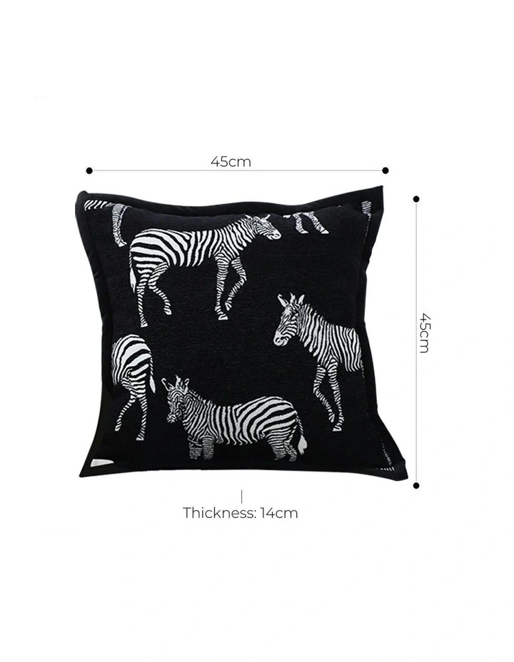 Luxury Zebra Cushion Throw Pillow 45cm x2 in Black image 7