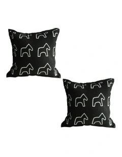 Teddy Fleece Square Throw Pillow 45cm x2 in Black