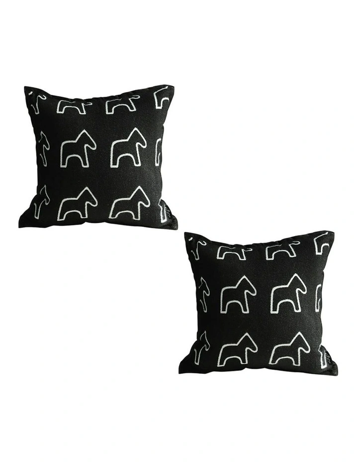Teddy Fleece Square Throw Pillow 45cm x2 in Black image 1