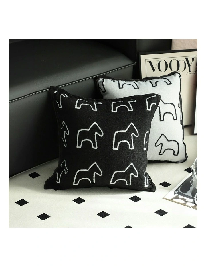 Teddy Fleece Square Throw Pillow 45cm x2 in Black image 3