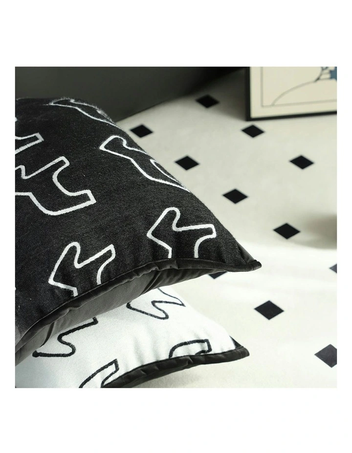 Teddy Fleece Square Throw Pillow 45cm x2 in Black image 4