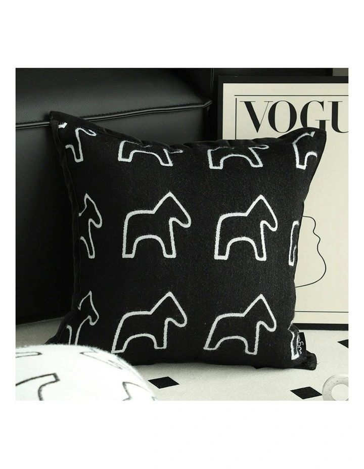 Teddy Fleece Square Throw Pillow 45cm x2 in Black image 5