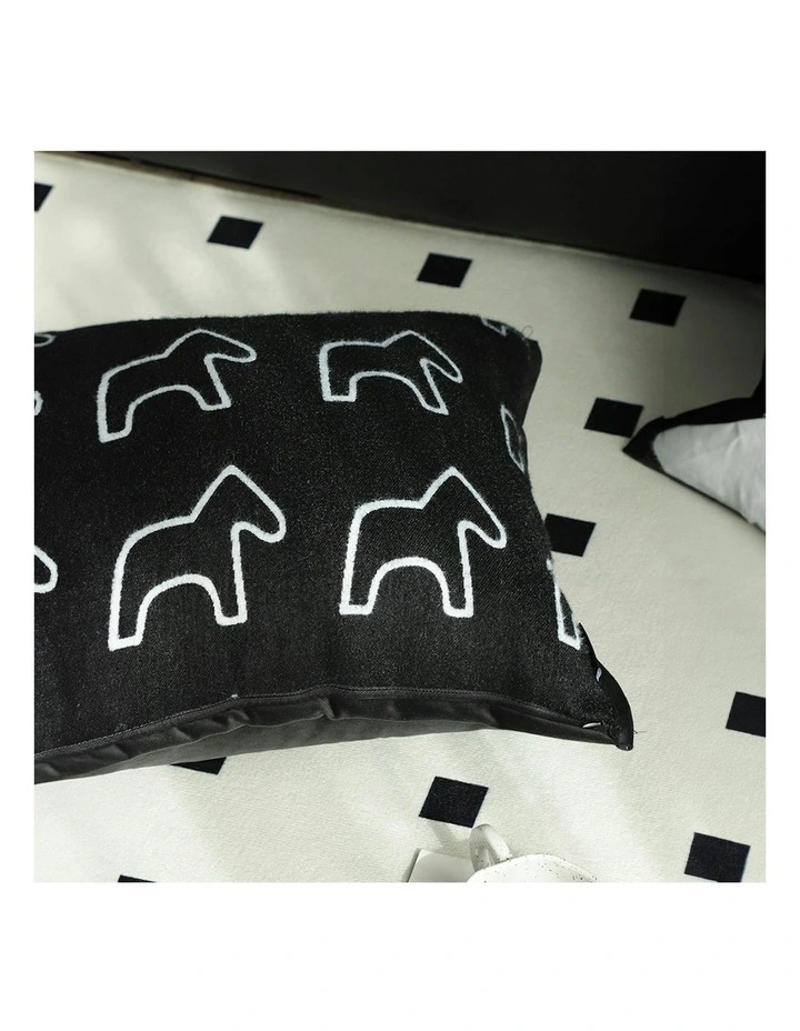 Teddy Fleece Square Throw Pillow 45cm x2 in Black image 6