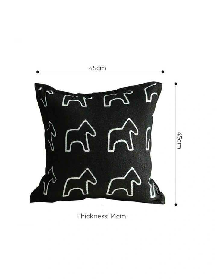 Teddy Fleece Square Throw Pillow 45cm x2 in Black image 7