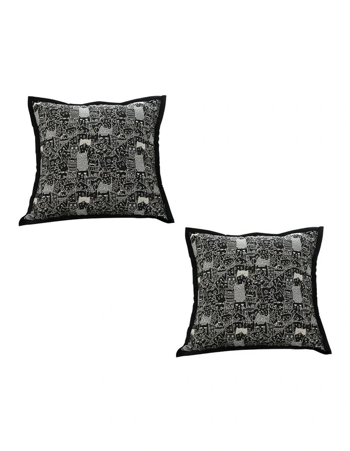 Cat Paradise Throw Pillow 45cm x2 in Black image 1
