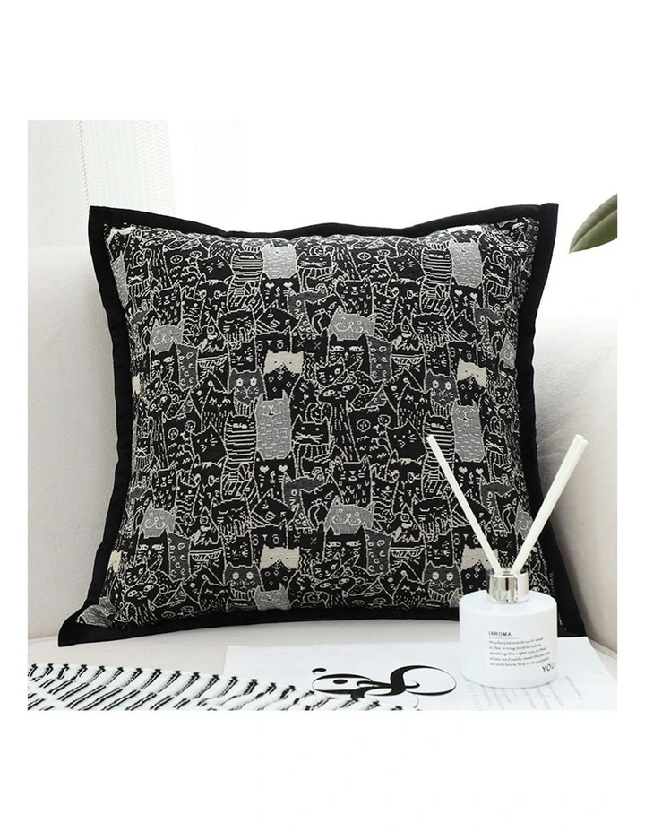 Cat Paradise Throw Pillow 45cm x2 in Black image 2