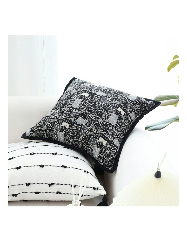 Cat Paradise Throw Pillow 45cm x2 in Black image 3