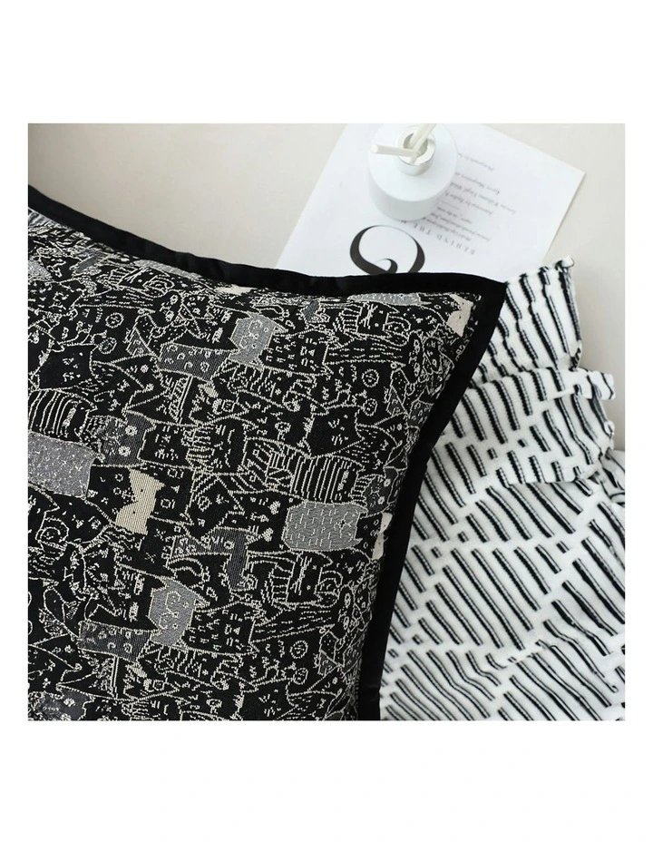 Cat Paradise Throw Pillow 45cm x2 in Black image 4