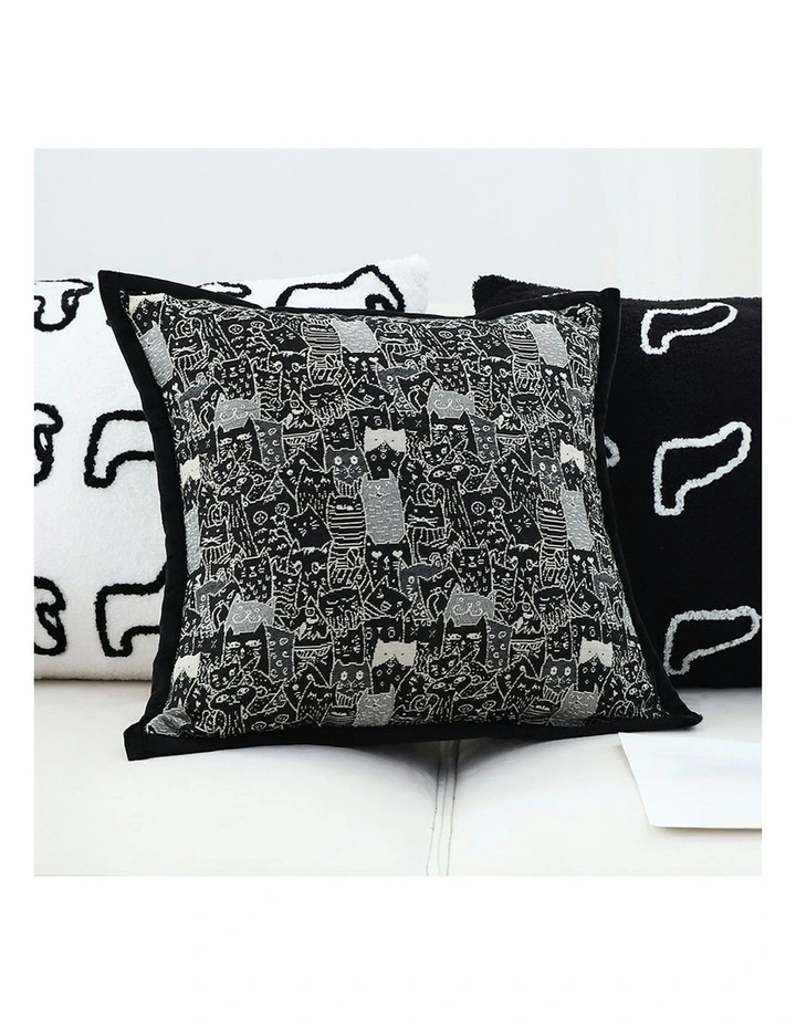 Cat Paradise Throw Pillow 45cm x2 in Black image 5