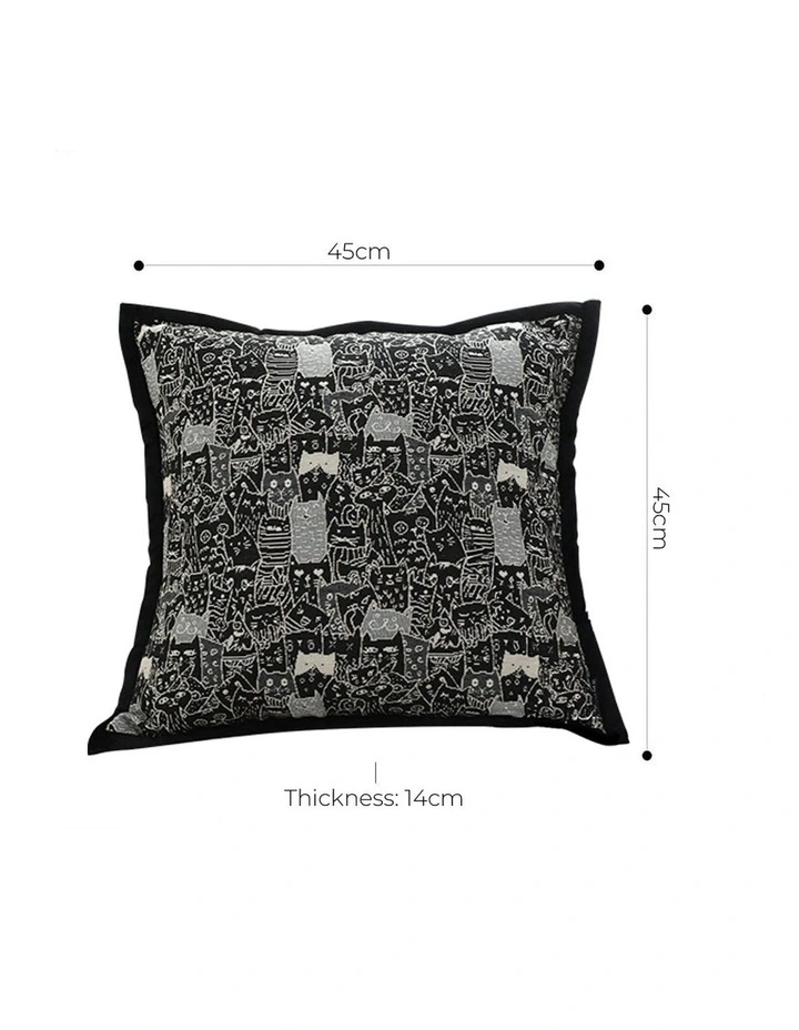 Cat Paradise Throw Pillow 45cm x2 in Black image 6