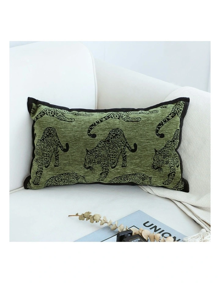 Leopard Lumbar Throw Pillow 30cm x2 in Green image 2