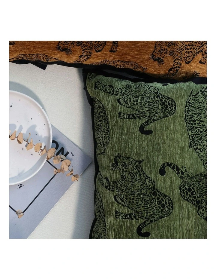 Leopard Lumbar Throw Pillow 30cm x2 in Green image 3