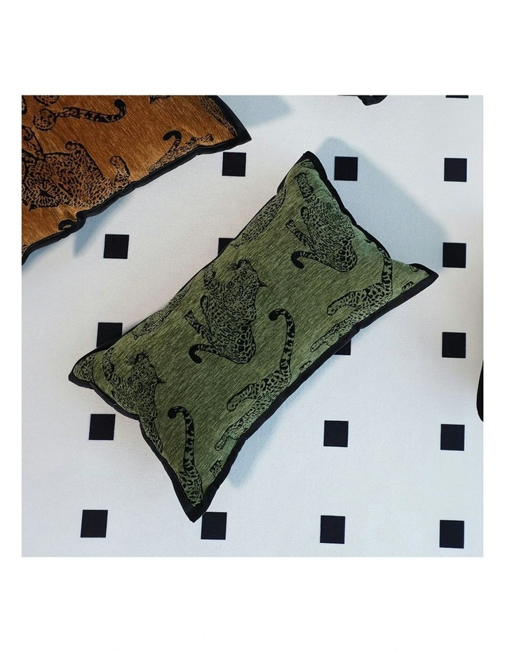 Leopard Lumbar Throw Pillow 30cm x2 in Green image 4