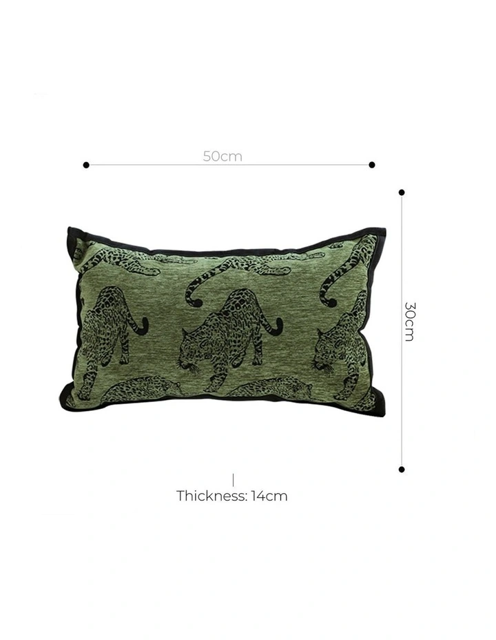 Leopard Lumbar Throw Pillow 30cm x2 in Green image 5
