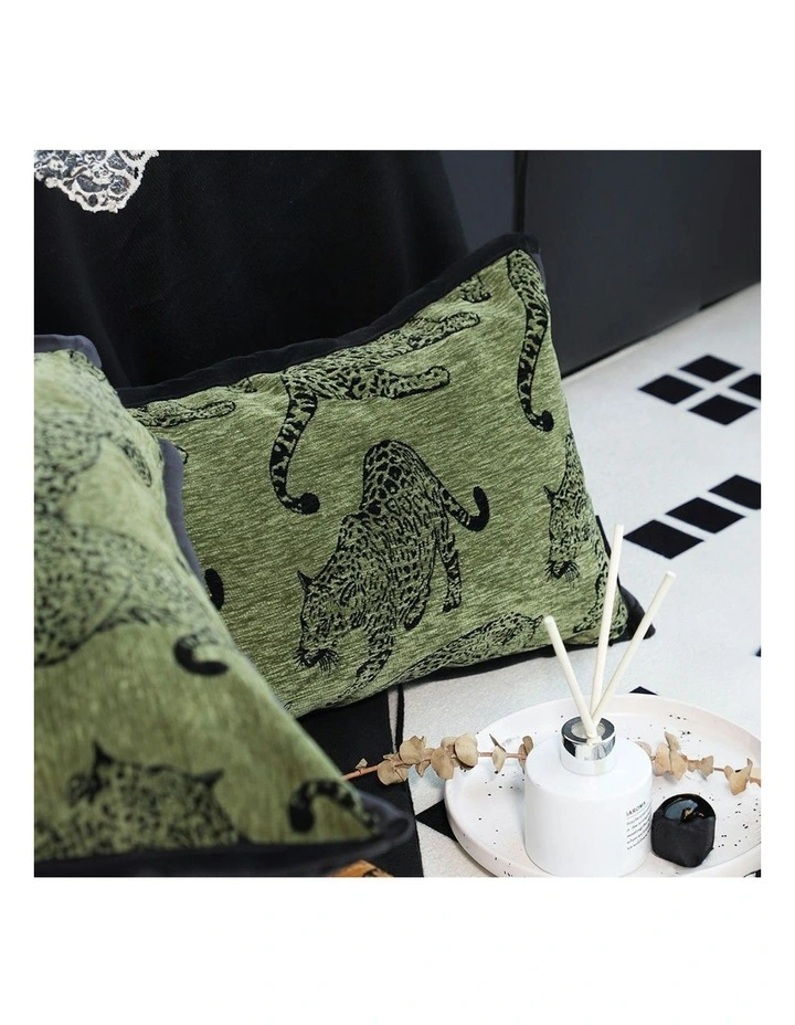 Leopard Lumbar Throw Pillow 30cm x2 in Green image 6
