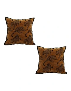 Leopard Square Throw Pillow 45cm x2 in Dark Brown