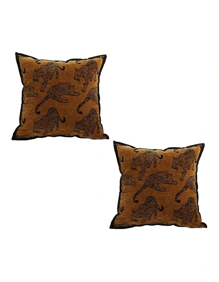 Leopard Square Throw Pillow 45cm x2 in Dark Brown image 1
