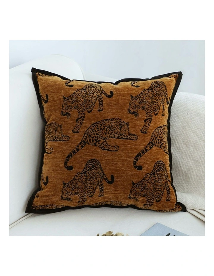 Leopard Square Throw Pillow 45cm x2 in Dark Brown image 2
