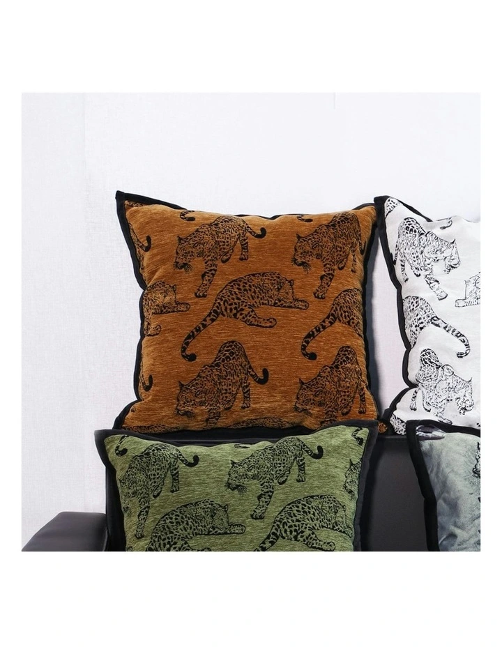 Leopard Square Throw Pillow 45cm x2 in Dark Brown image 4