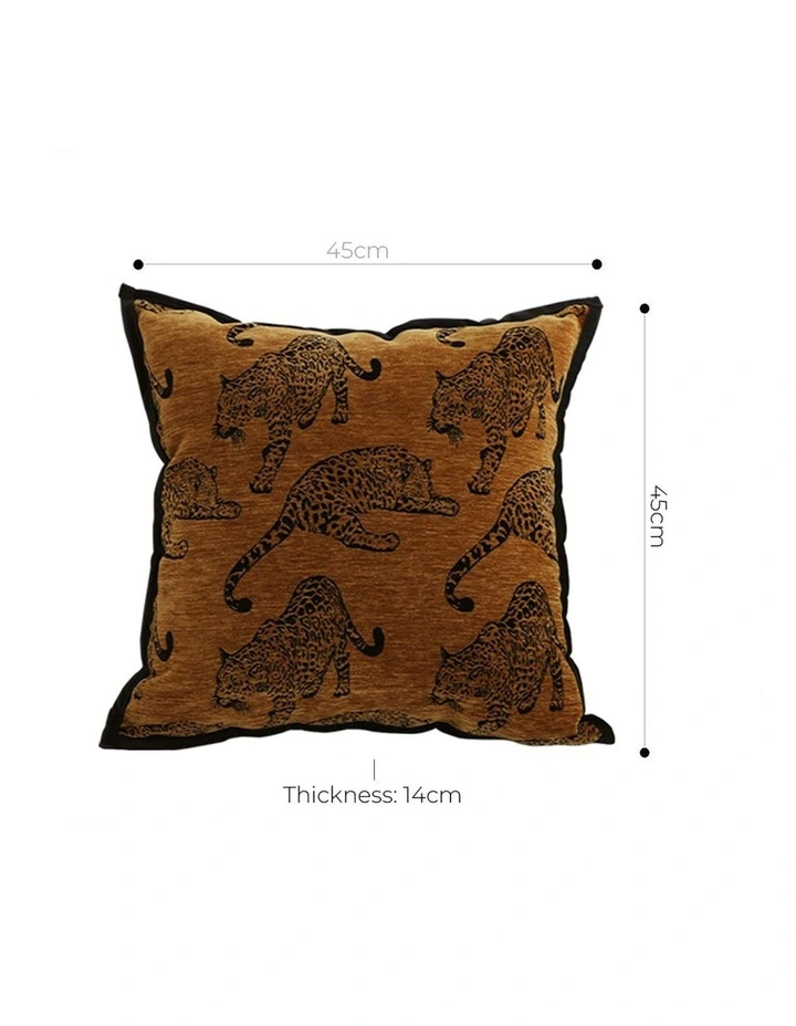 Leopard Square Throw Pillow 45cm x2 in Dark Brown image 5