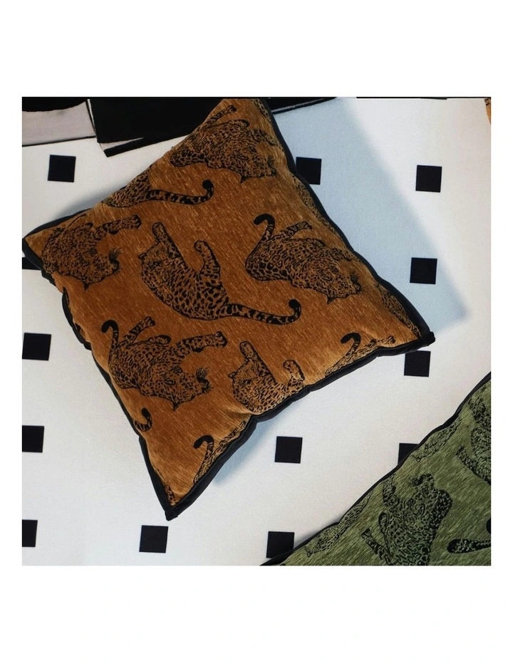 Leopard Square Throw Pillow 45cm x2 in Dark Brown image 6