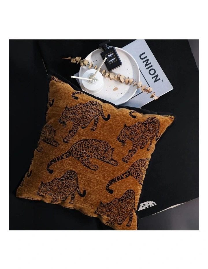 Leopard Square Throw Pillow 45cm x2 in Dark Brown image 7