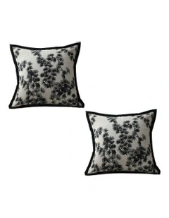 Wide-Border Throw Pillow 45cm x2 in Black and White