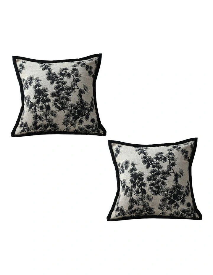 Wide-Border Throw Pillow 45cm x2 in Black and White image 1