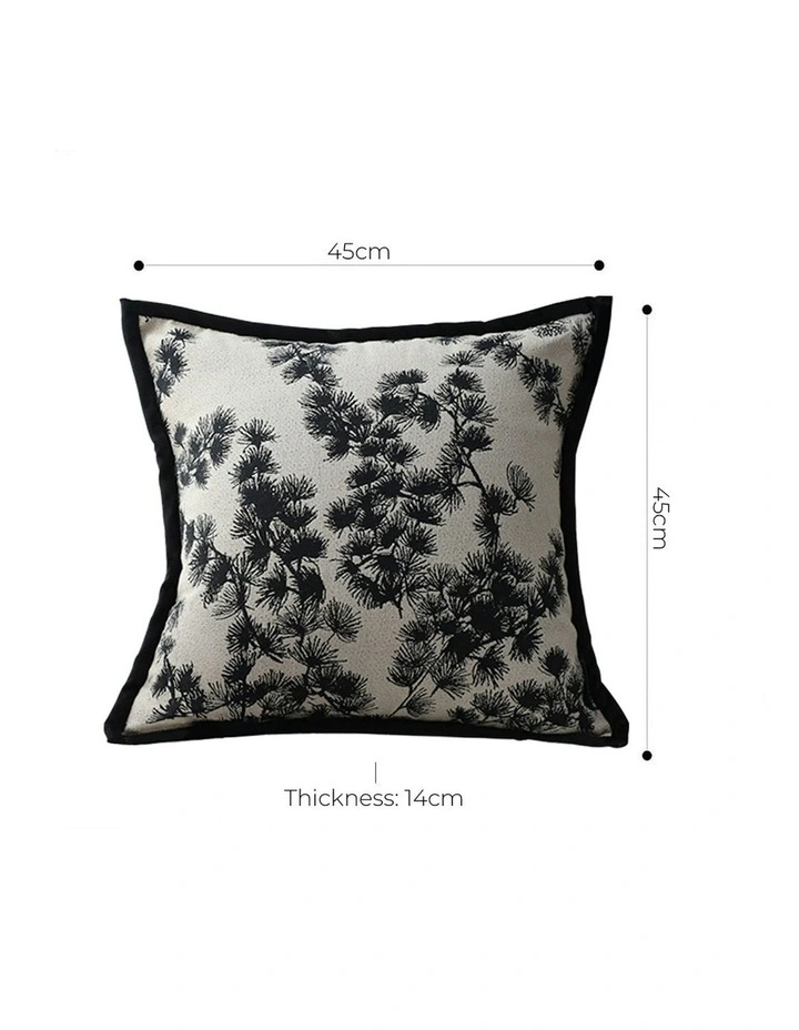 Wide-Border Throw Pillow 45cm x2 in Black and White image 5