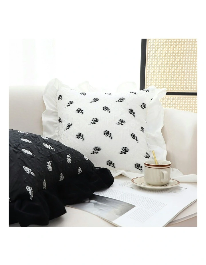 Ruffled Square Throw Pillow 45cm x2 in White image 3