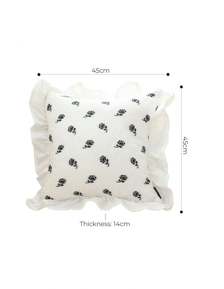 Ruffled Square Throw Pillow 45cm x2 in White image 5