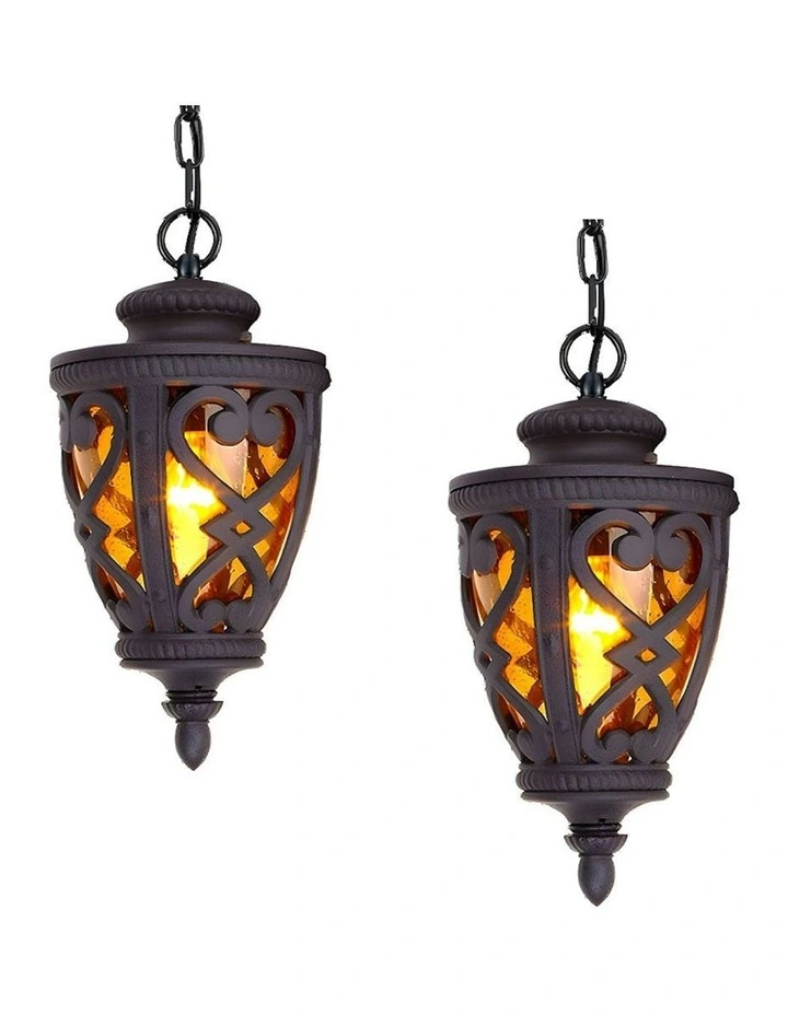 Vintage Lamp 2X 48cm Aluminum Glass Lantern Chandelier for Home Decor image 1