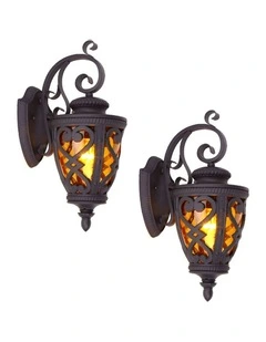 Vintage Outdoor Wall Lantern 2x 57cm in Dark Brown