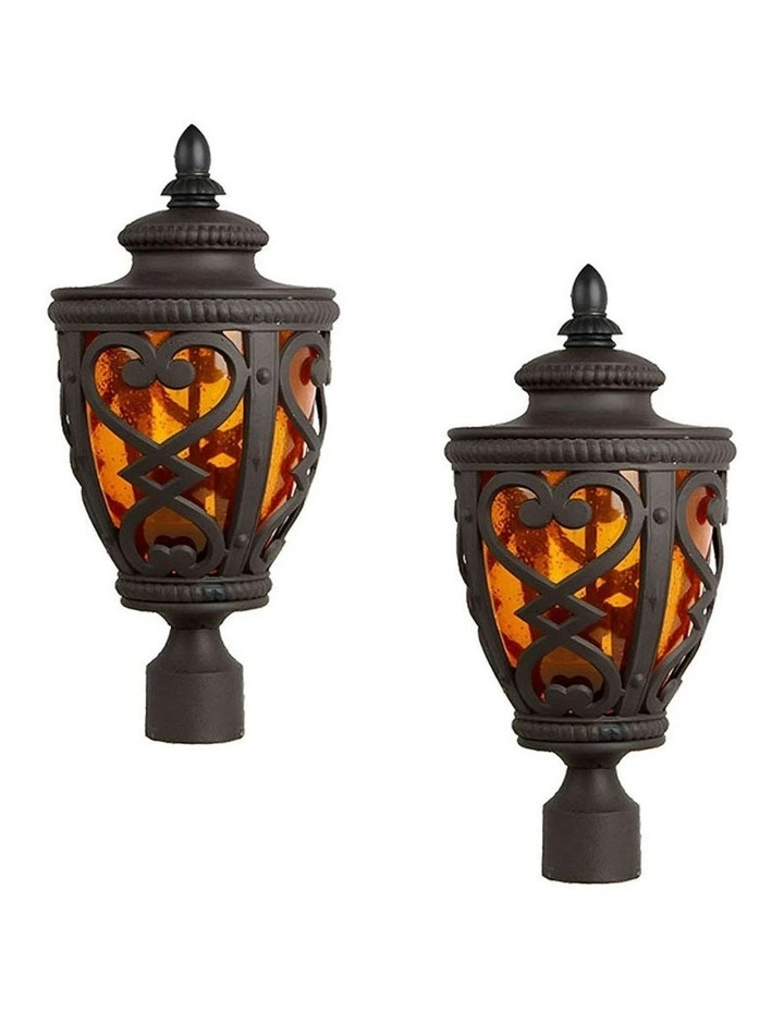 Vintage Lamp 2X 50.8cm Elegant Post Light with Aluminum and Glass Lantern Classic Outdoor Lighting image 1