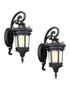 Vintage Elegant Aluminum And Glass Design Lantern 62cm x2 in Black